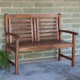 Contemporary Outdoor 2-Seat Garden Bench with Weather Resistant Wood Finish