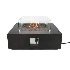 Living Source International Concrete/Glass Propane/Natural Gas Fire Pit Table (Charcoal)