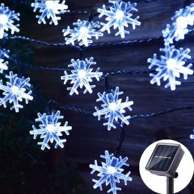 LED Solar Snowflake Light String Garden Christmas Tree Decoration (Option: White snowflakes-6.5meters 30lights with two)